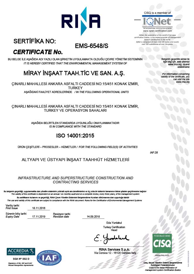 ISO 14001 Sertifikası